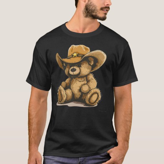 Happy Teddy Bear with Cowboy Hat Costume Tシャツ (正面)