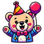 Happy Teddy Bear with Party Attire in a Doodle