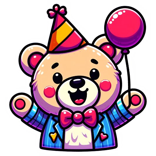 Happy Teddy Bear with Party Attire in a Doodle