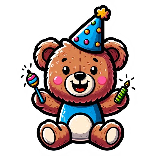 Happy Teddy Bear with Party Attire in a Doodle