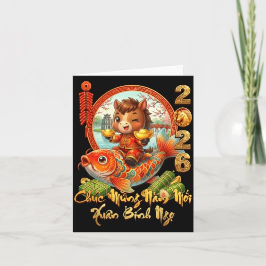 Happy Tet Chuc Mung Nam Moi 2026 Li Xi Me Please K カード (正面)