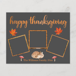 happy thangling 3枚の写真コラージュ灰色カード