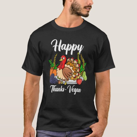 Happy Thanks Vegan World Vegan Day Thanksgiving Tシャツ (正面)