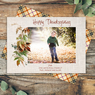 Happy Thanksgivingの素朴紅葉写真 シーズンカード