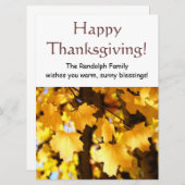 Happy Thanksgivingカード招待状がテキストを追加 招待状 (正面/裏面)