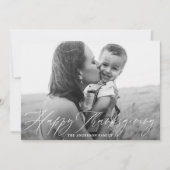 Happy Thanksgivingスクリプト金ゴールドPlaid写真 シーズンカード (正面)