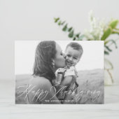 Happy Thanksgivingスクリプト金ゴールドPlaid写真 シーズンカード (スタンド正面)