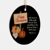 HAPPY THANKSGIVINGフィリップ4:19カスタム黒 セラミックオーナメント (右)
