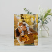 Happy Thanksgivingフルフォト 箔シーズンポストカード (立ち正面)