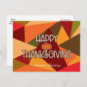 HAPPY THANKSGIVING三角形の秋の秋はがき シーズンポストカード (正面/裏面)