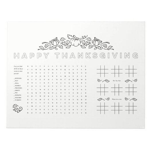 Happy Thanksgiving子供たちの活動ページの着色 ノートパッド (正面)