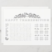 Happy Thanksgiving子供のテーブルアクティビティページ (正面/裏面)