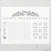 Happy Thanksgiving子供のテーブルアクティビティページ (正面)