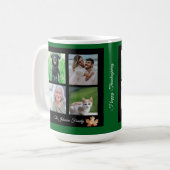 Happy Thanksgiving家族の名前と写真コラージュ コーヒーマグカップ (正面左)