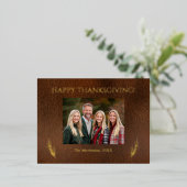 Happy Thanksgiving家族モダンの写真 箔シーズンポストカード (立ち正面)