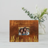 Happy Thanksgiving家族写真 箔シーズンポストカード (立ち正面)