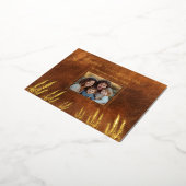 Happy Thanksgiving家族写真 箔シーズンポストカード (回転した状態)