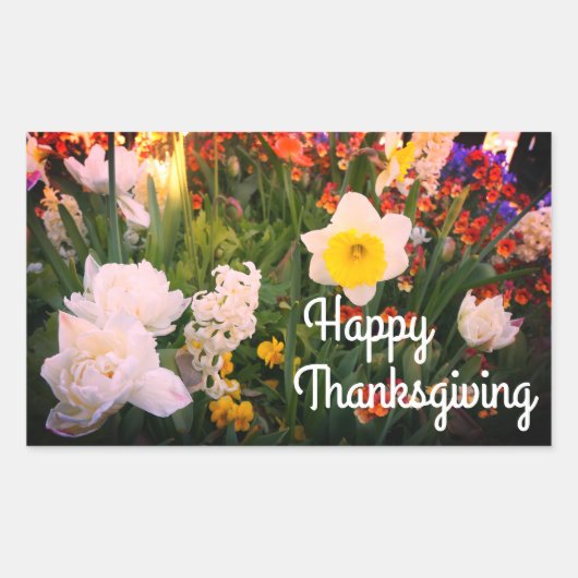 Happy Thanksgiving春の花#1-1シール 長方形シール (正面)