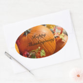 Happy Thanksgiving楕円形カボチャのステッカー 楕円形シール (封筒)