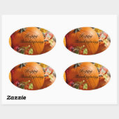 Happy Thanksgiving楕円形カボチャのステッカー 楕円形シール (シート)