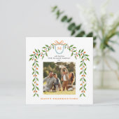 Happy Thanksgiving秋モノグラムのフォトグリーティング カード (スタンド正面)