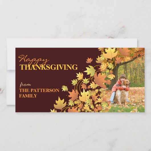 Happy Thanksgiving紅葉写真あいさつ シーズンカード (正面)