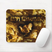 HAPPY THANKSGIVING – ゴールデン葉&トルコ マウスパッド (マウス)
