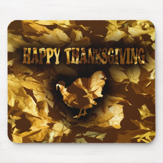 HAPPY THANKSGIVING – ゴールデン葉&トルコ マウスパッド (正面)