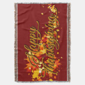 Happy Thanksgiving スローブランケット (正面縦)