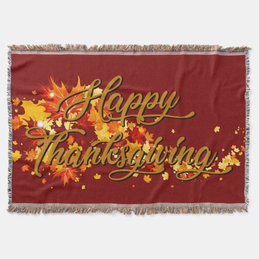 Happy Thanksgiving スローブランケット (正面)