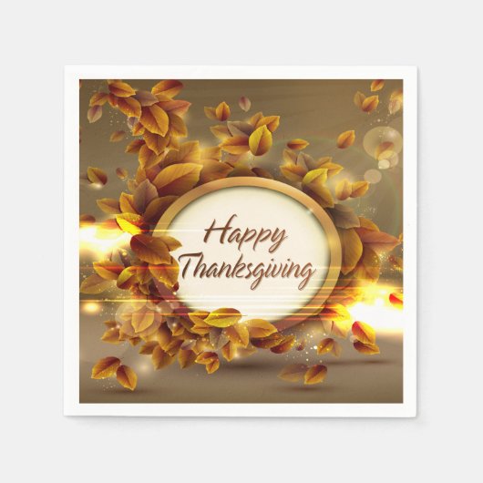 Happy Thanksgiving 3オプション スタンダードカクテルナプキン (正面)