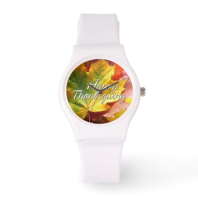 Happy Thanksgiving 7ウォッチ&数字オプション 腕時計 (正面)