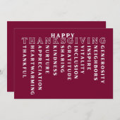 Happy Thanksgiving Acrostic Card シーズンカード (正面/裏面)