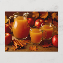 Happy Thanksgiving Autumn Apple Cider Postcard シーズンポストカード