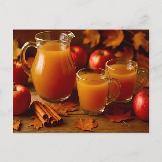 Happy Thanksgiving Autumn Apple Cider Postcard シーズンポストカード (正面)
