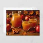 Happy Thanksgiving Autumn Apple Cider Postcard シーズンポストカード (正面/裏面)