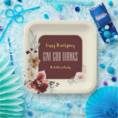 Happy Thanksgiving Autumn Flowers & Figs ペーパープレート (パーティー)