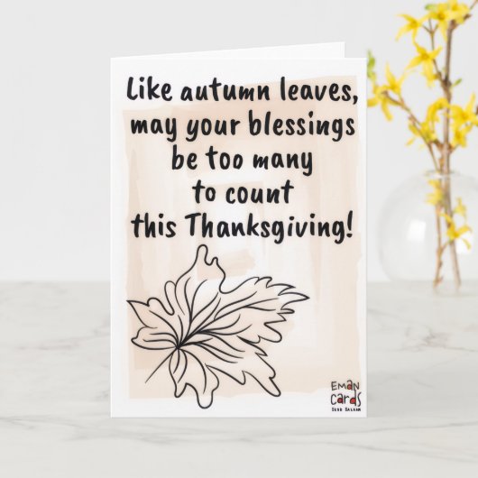 Happy Thanksgiving Autumn Leaves  カード (黄色い花)