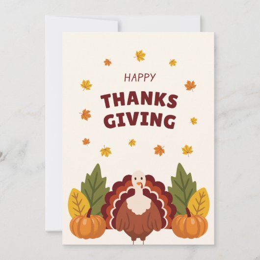 Happy Thanksgiving Autumn, Pumpkin & Turkey シーズンカード (正面)