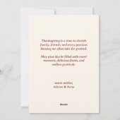 Happy Thanksgiving Autumn, Pumpkin & Turkey シーズンカード (裏面)