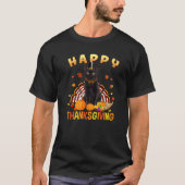 Happy Thanksgiving Black Cat Turkey Pilgrim Hat X Tシャツ (正面)