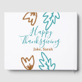 Happy Thanksgiving blue brown fall leaves flower h ゲストブック (裏面)