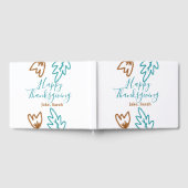 Happy Thanksgiving blue brown fall leaves flower h ゲストブック (全面)