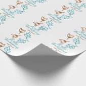 Happy Thanksgiving blue brown fall leaves flower h ラッピングペーパー (角)