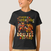 Happy Thanksgiving Boujee Turkey Leopard Boo-jee F Tシャツ (正面)