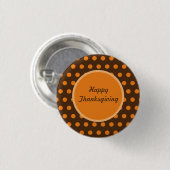 Happy Thanksgiving Button (Brown & Orange) 缶バッジ (正面&裏面)