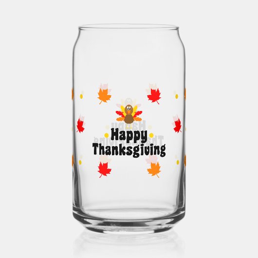 Happy Thanksgiving Can Glass Fall Drinkware ガラス缶 (正面)