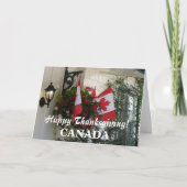 Happy Thanksgiving CANADA/Maple Leaf Flags シーズンカード (正面)