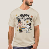 Happy Thanksgiving Cartoon Friends Pilgrim Hat Pie Tシャツ (正面)