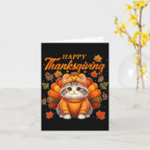 Happy Thanksgiving Cat Turkey Day Autumn Fall Men  カード (黄色い花)